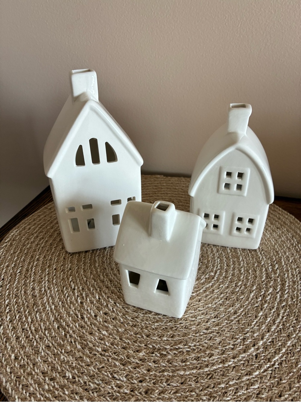 White Ceramic Decorative House Set - Home Accents